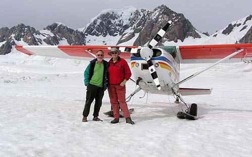 Clive and Jane Green during a trip to a glacier in New Zealand © Wales News